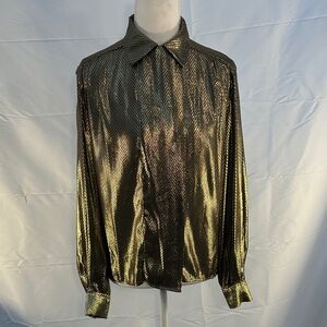 Vintage JH Collectibles Shimmering Gold Button Down Shirt